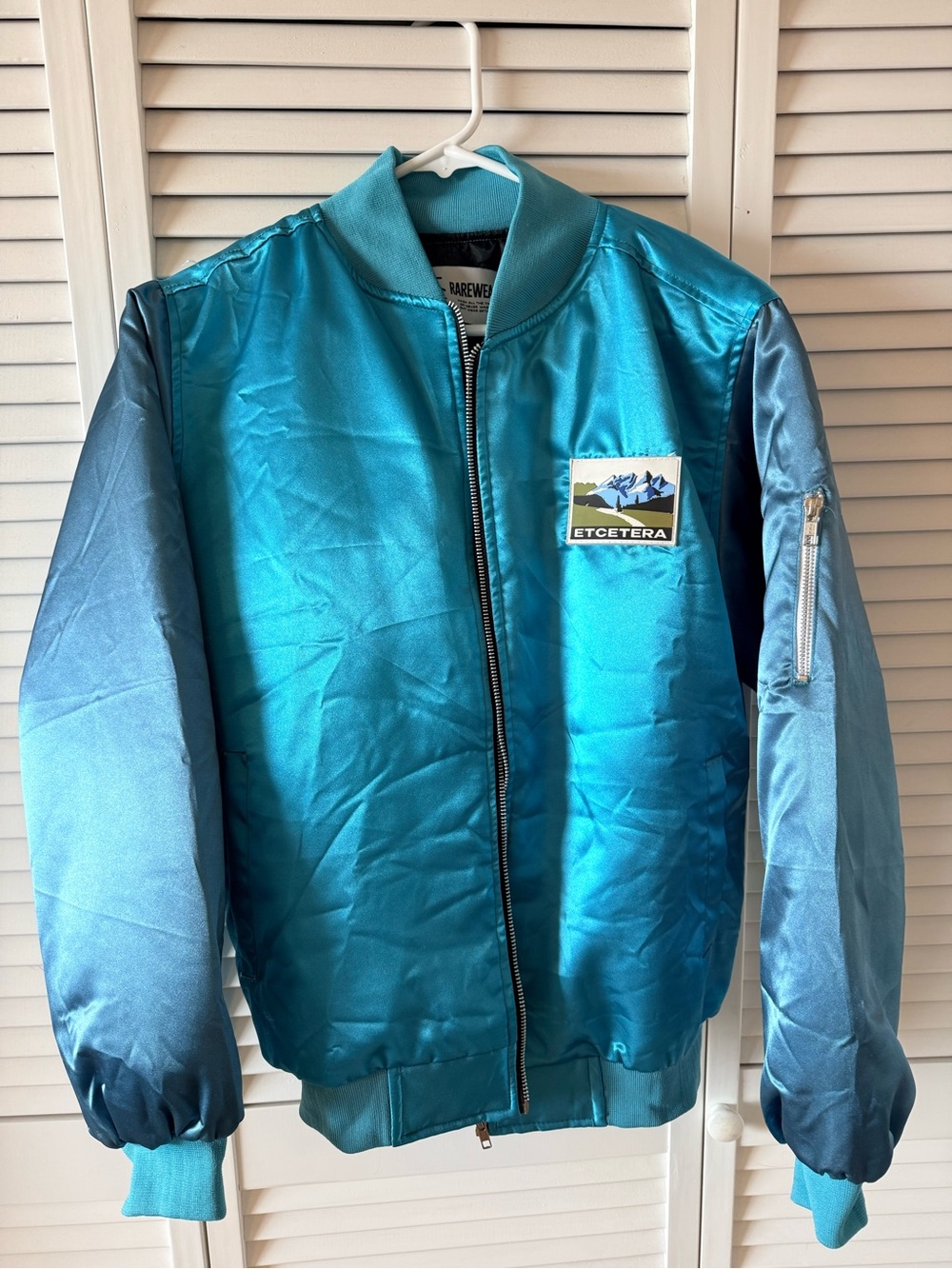 Etcetera Turquoise Satin Bomber Jacket - Men
